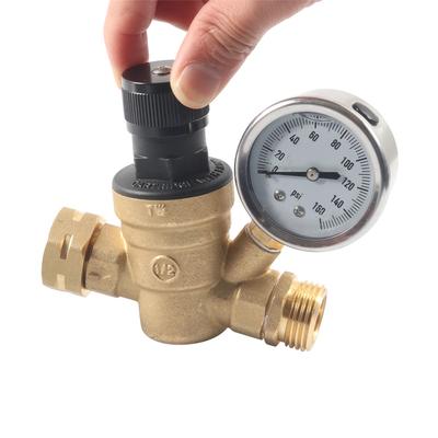 Regulator Ciśnienia Wody Do RV Mosiądz Bezołowiowy Regulowany Reduktor Manometr 3/4