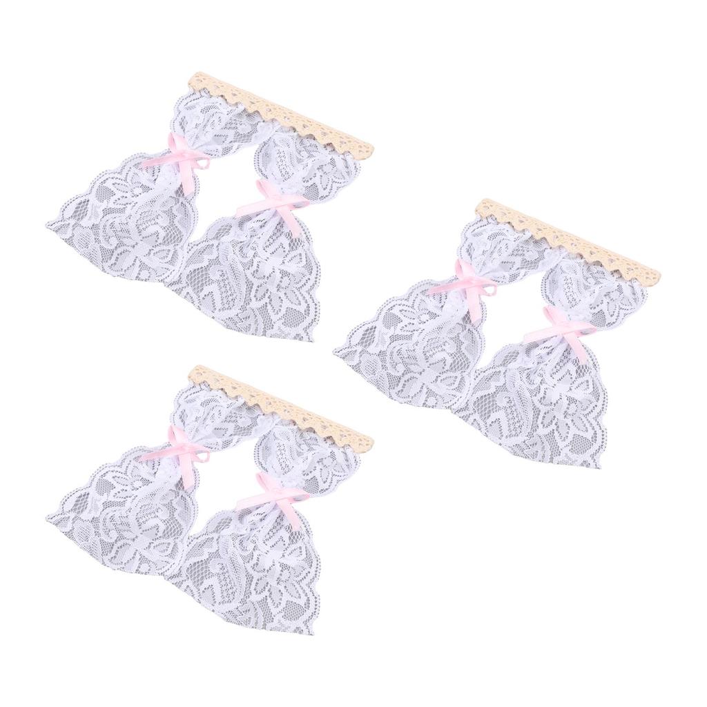 3 Pcs Dollhouse Lace Curtain Vintage Exquisite Elegant Miniature Lace Curtain for 1 12 Dollhouses Decoration Photography