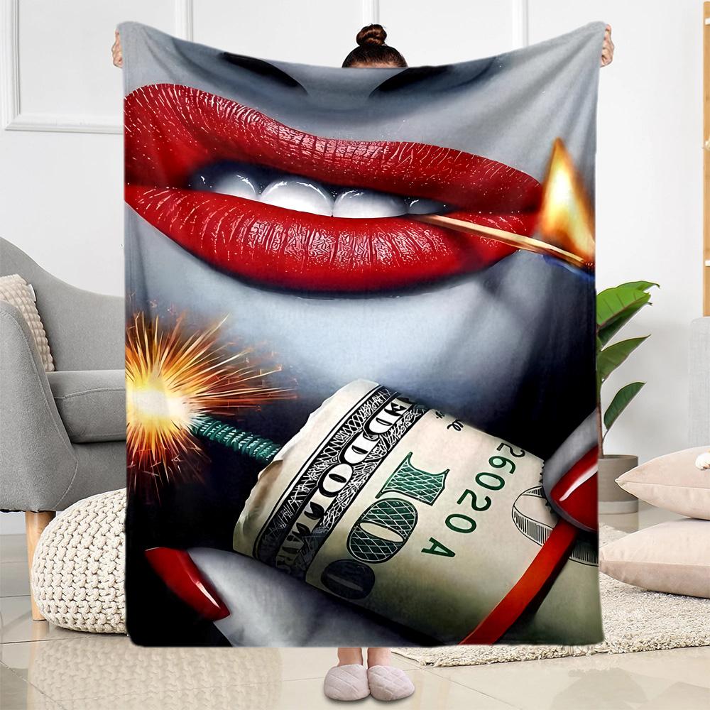 Lips Blanket Soft & Cozy Suitable for Office Chair Bedding Office All-Season Use Warmthful Decor Ideal Gift for Friends Family Couples Picnic