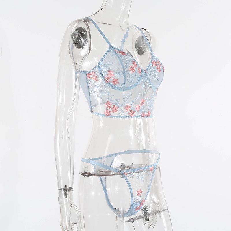 European & American Lace Embroidery Corset Bikini Lingerie Set