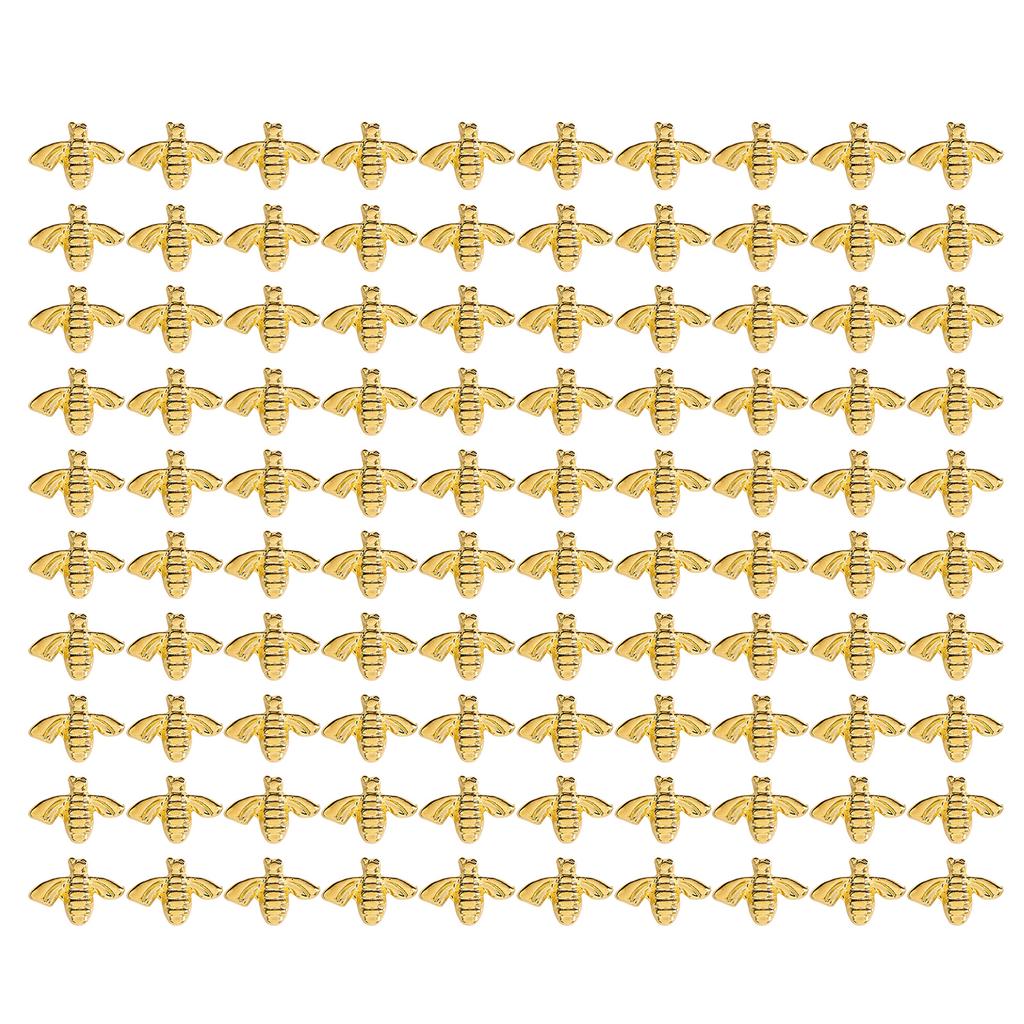100pcs Bag Metal Bees 3D Nail Decoration Metal Stick Gold Silver Nail Decals Manicure Gold
