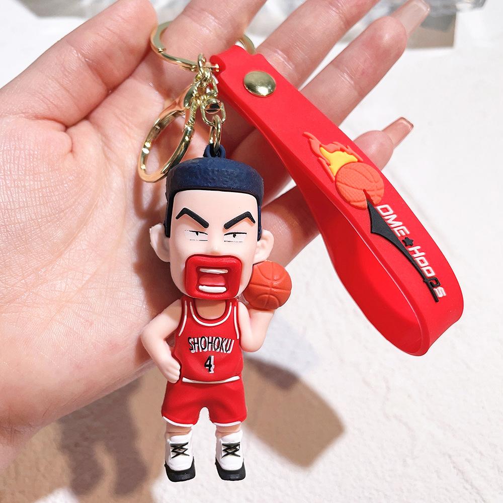 Kawaii Japan Anime Slam Dunk Sakuragi Hanamichi Keychains PVC Cartoon Figure Model Pendant Keyrings Figure Key Toys Gifts