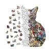 194pcs Wooden Jigsaw Puzzle Cat-shaped Irregular Puzzle Pieces Game Birthday Xmas Gifts for Cat Lovers Money Box Home Decor