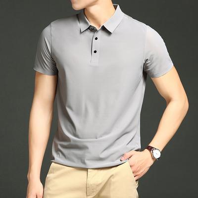 Summer New Breathable Traceless Polo Shirt Men's Lapel Middle-Aged Leisure Short Sleeve Men's Solid Color Leading Polo Men's T-shirt