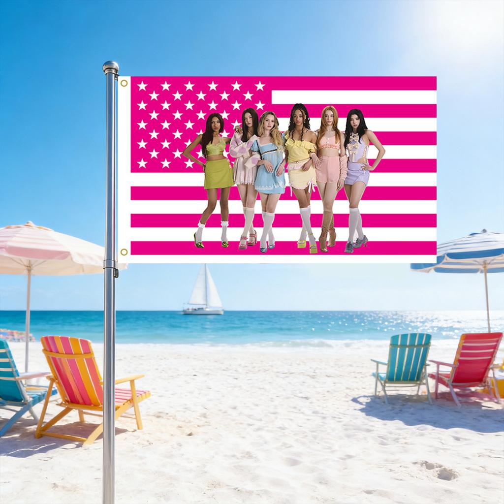 Girl Group American Flag Banner, 3x5 Ft Star Tapestry With Brass Grommets, Polyester Wall Hanging For Bedroom, Dorm, Concert & Fan Merch Decor,