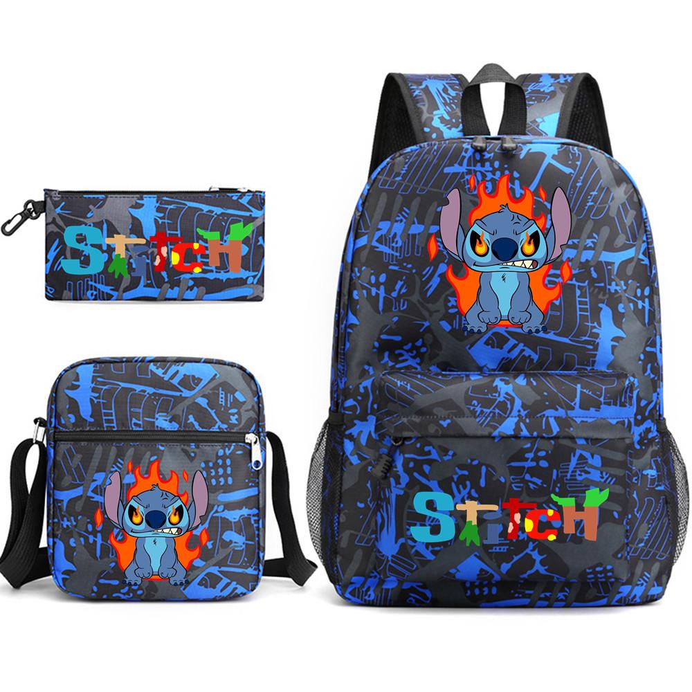 Three-Piece Schoolbag Cartoon Peripheral Printed Canvas Backpack Student Leisure Bag Three-piece set