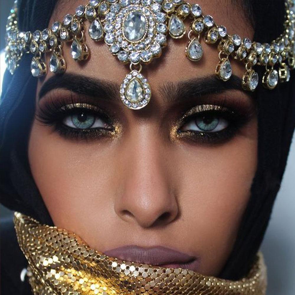 Vintage Trend Rhinestone Head Chain Forehead Headband Indian African Bohemian Hair Accesories Crystal Fringe Tiara Headdress