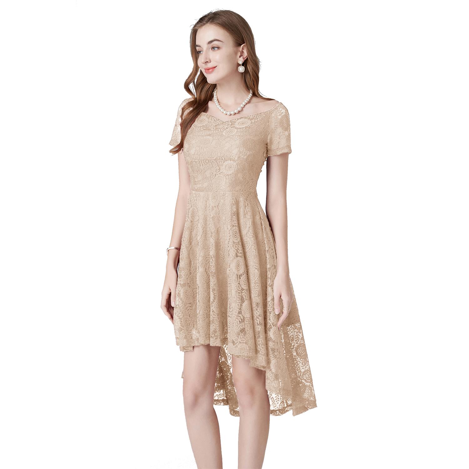 

Женское вечернее платье миди, кружевное платье с вырезом в форме сердца, высокие и низкие подолы, ретро-платья, бальное платье для выпускного вечера, свадебные наряды подружки невесты XXL абрикосовый