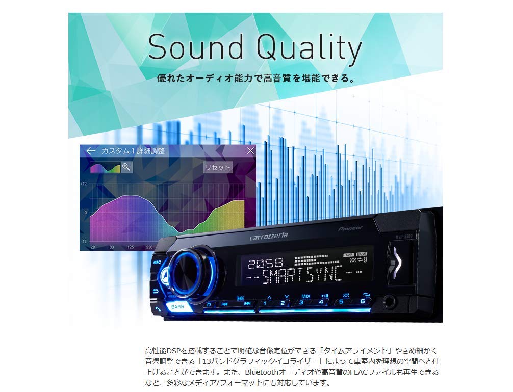 Pioneer Audio 1D bezmechanický Bluetooth USB iPod iPhone AUX DSP Carrozzeria MVH-5500