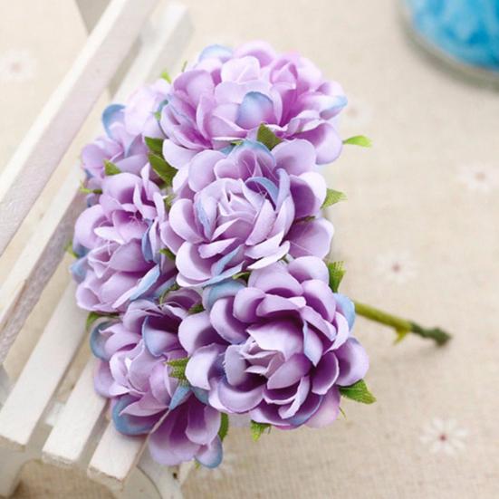 6 Piezas Flores Artificiales de Seda Ramo Floral de Boda Fiesta Decoración del Hogar