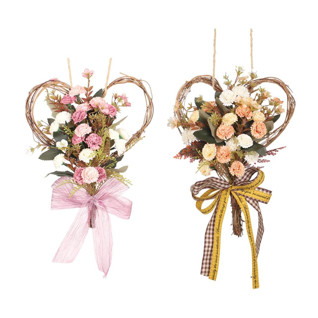 Carnation Flower Wreath Garland Silk Flower Front Door Wreath for Mother'S Day Decor Party
