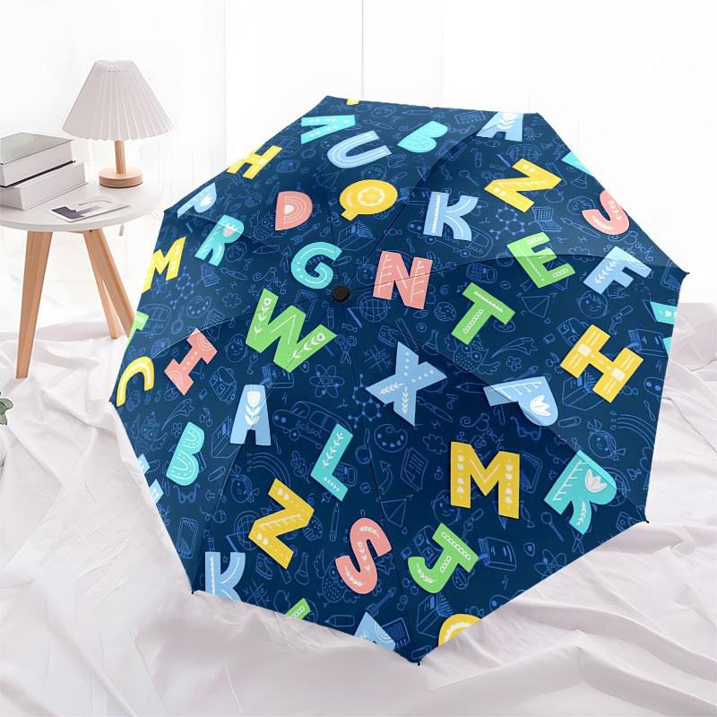 

1pc A Colorful Journey Through Letters! Umbrella with Plastic Handle,Compact & Stylish,Cartoon Pattern,Outdoor UmbrellaPT408