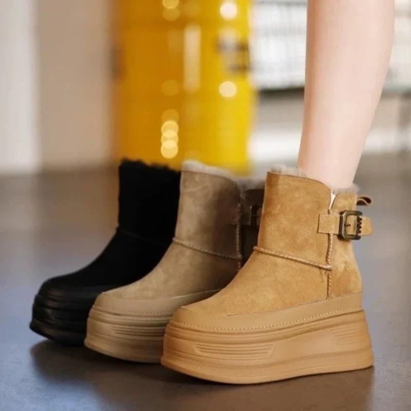 2024 New Women's Thick-soled Heightened Snow Boots Winter Selling Plush Warm Women's Casual Slip-on Fashion Boots Walking Boots