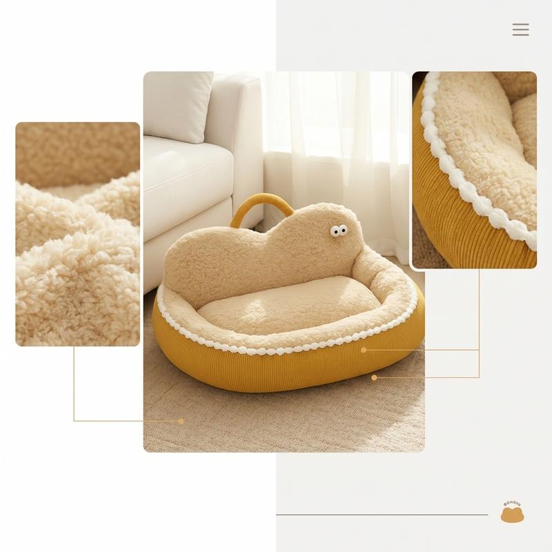 Cloud Pet Bed Padded Pet Bed with Handle Soft Warm for Cats, Indoor, Living Room