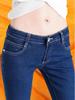 Damen Slim Fit Low-Waist Jeans mit Fleecefutter: Elastische, eng anliegende Cropped-Bleistifthosen
