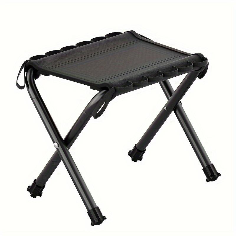 Lightweight Portable Folding Stool Aluminum Frame, Black Mesh Seat for Outdoor Camping, Fishing, Picnics & Hiking