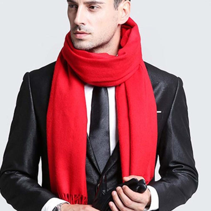 Women Elegant Windproof Shawl Winter Lengthened Thickened Imitation Cashmere Solid Color Scarf
