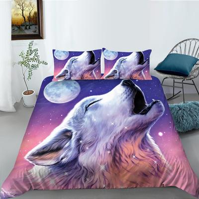 Wolf Series Polyester Bedding Two Or Three Pieces 3D Digital Printing