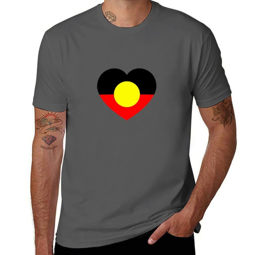 Aboriginal flag heart TShirt Abstract Pattern Print Top