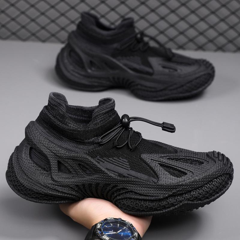 Men s 2025 Autumn Breathable Flyknit Casual Running Shoes - Soft Sole, Mesh Design, Trendy Dad Style 40