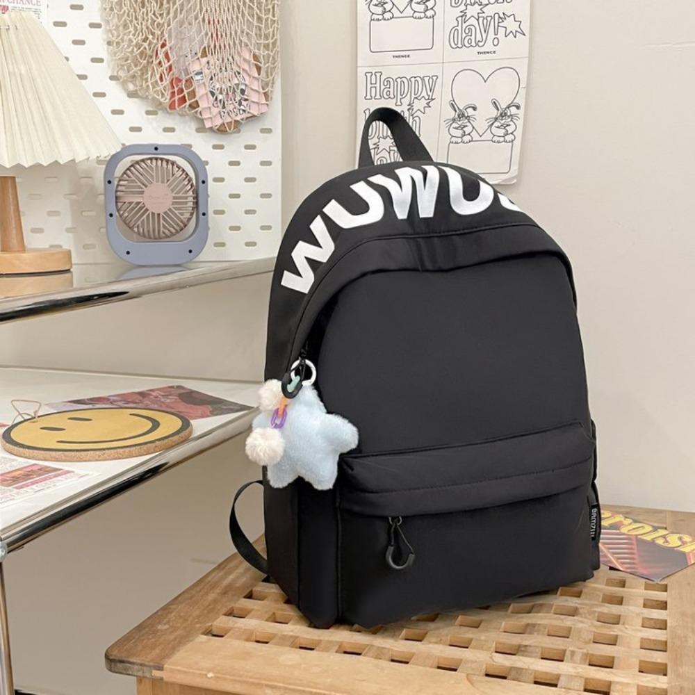 Korean Version of Alphabet Large-capacity Schoolbag Niche Design Fashionable Versatile Casual Backpack Lightweight Waterproof Burden-reducing Backpack
