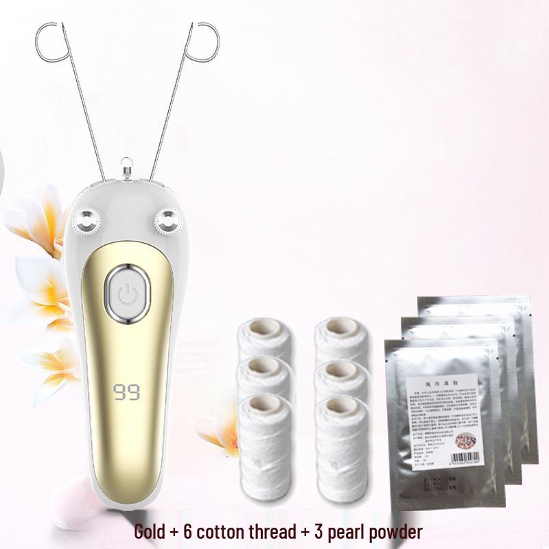 Rechargeable Facial Hair Removal Threading Device with Tweezers