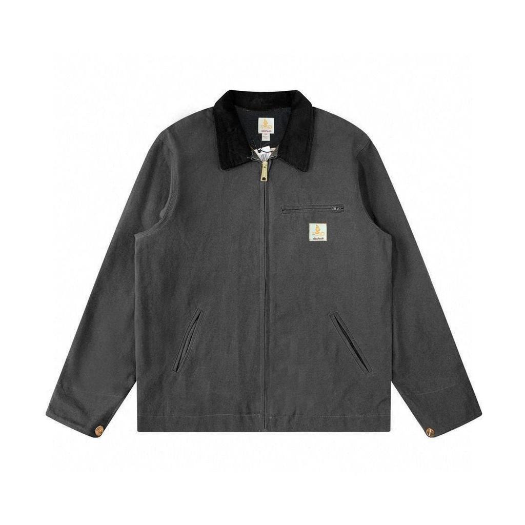 Herren Frühling und Herbst Übergröße Einfarbig Dünner Schnitt Revers Retro Reißverschluss Sektion Jacke Mantel