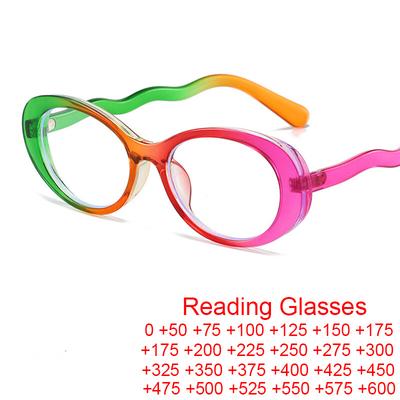 Retro Small Oval Reading Glasses Women Luxury Brand Designer Anti-blue Light Eyeglasses Colorful Round Prescription Glasses