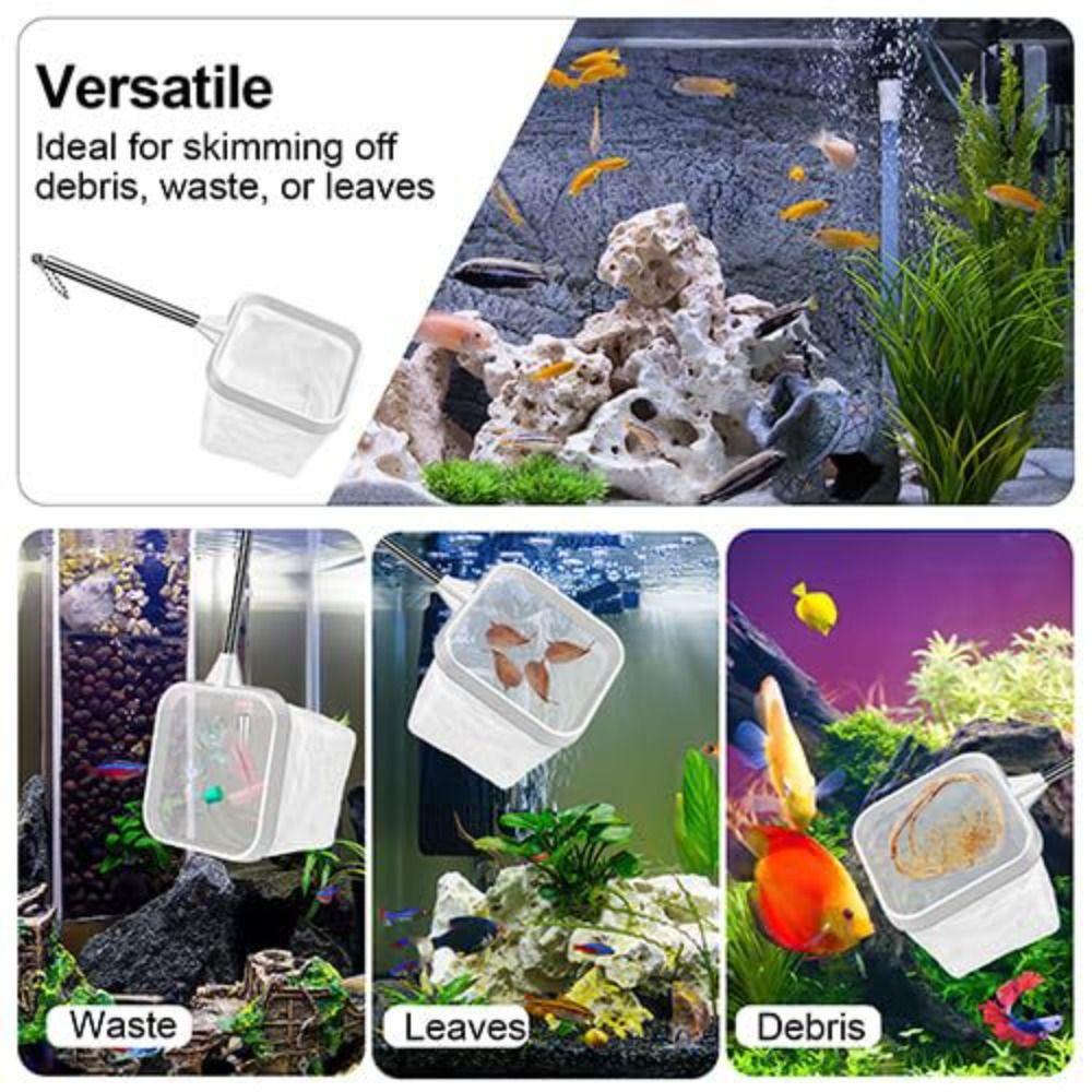 Extendable Aquarium Square Fishing Net Long Handle Aquarium Shrimp Net for Catching Fish Shrimp