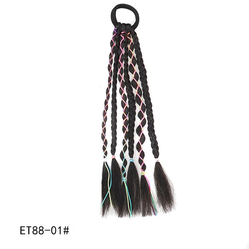 Colorful Children's Braided Wig Hair Clip with Double Ponytails