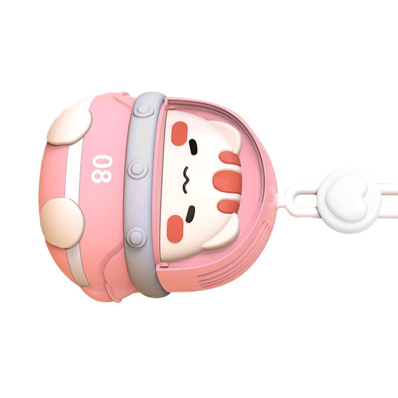 Neck Hanging Fan USB Handheld Rechargeable Cartoon Cute Lovely Animal 3 Gear Electric Small Fan Pink