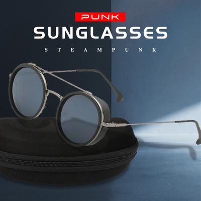 Men'S Sunglasses High Quality Punk Glasses Retro Circular Sunglasses Fashion Street Photo Sunglasses Alloy Frame Outdoor Glasses