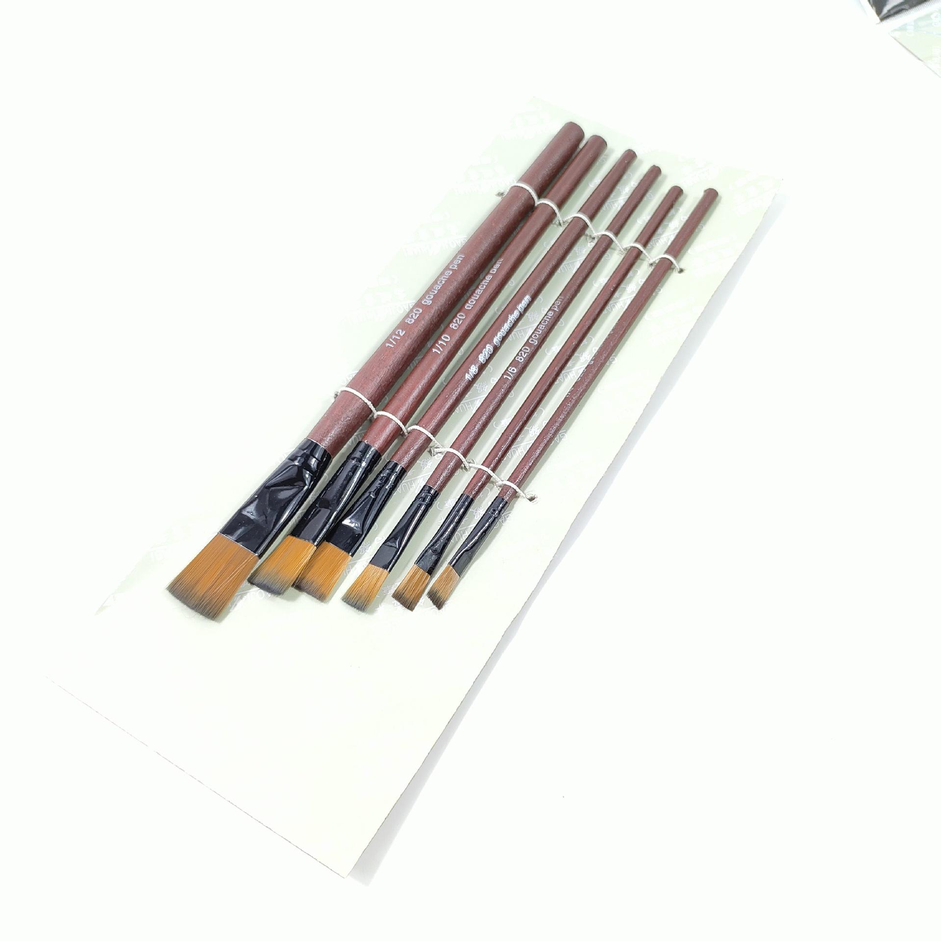 820 6-Piece Nylon Paintbrush Set for Watercolor & Oil Painting - Long Handle 820 Brush Set (6 Pieces)