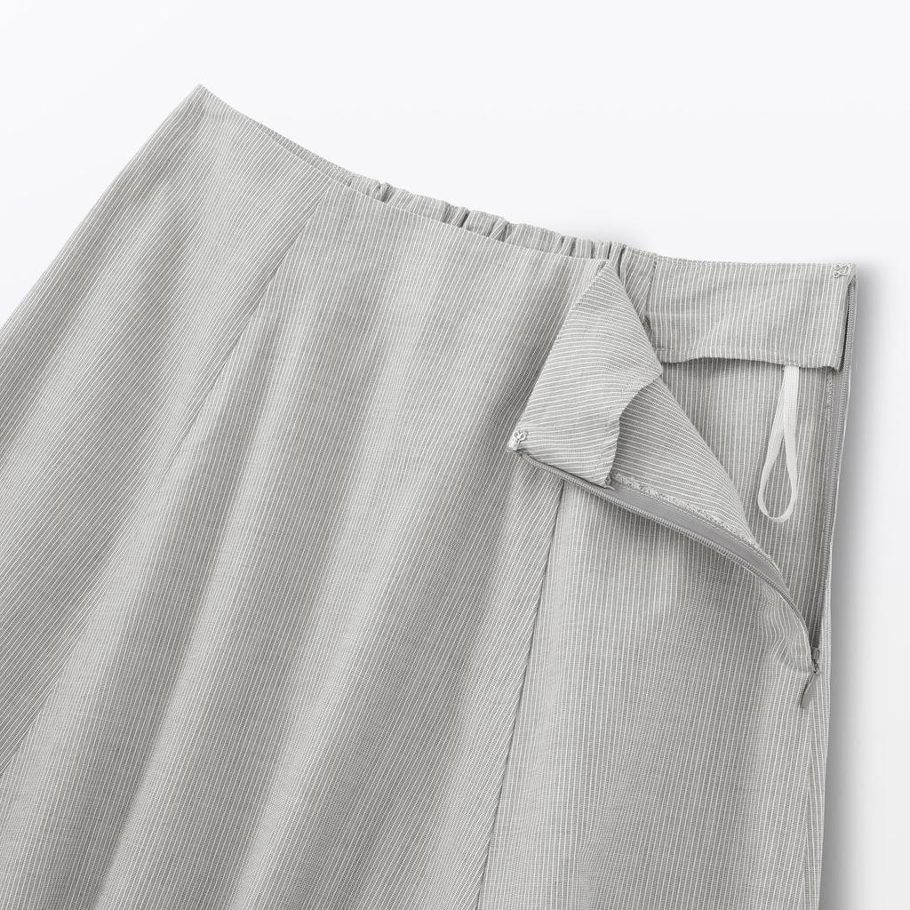 MUJI Women's Cool Flared Skirt, Gray Stripe, Size M, BE1VTA5S