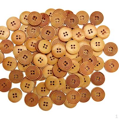 100 Pezzi Bottoni in Legno Spiricle 20mm con Quattro Fori Colore Caffè Chiaro