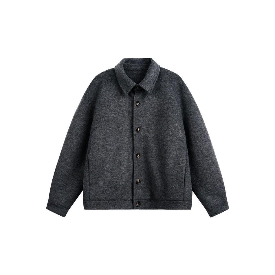 

ACE Retro Campus Style Men s Woolen Workwear Coat with Lapel - HJ5839 Large чорний/сірий