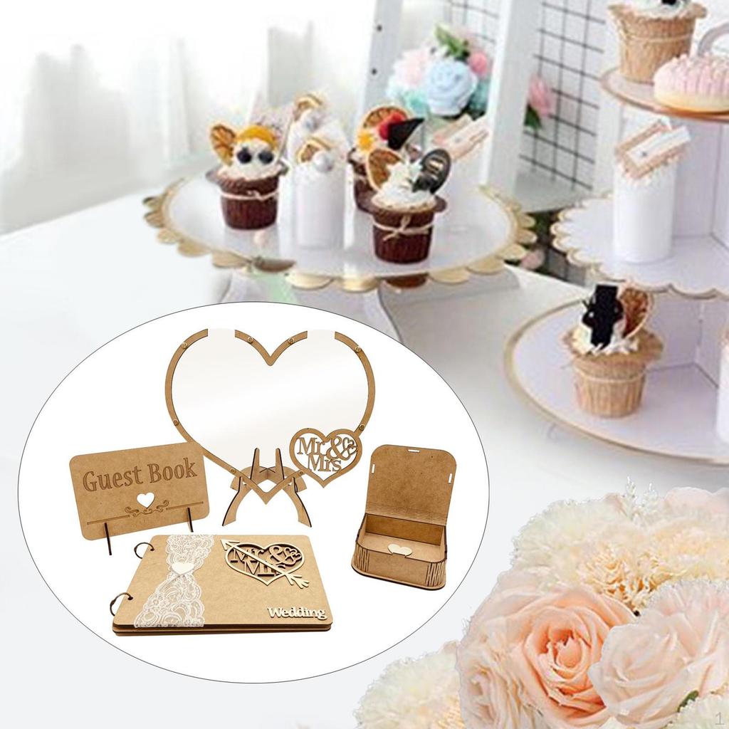 Rustic Wedding Guest Box with Wooden Sign Hearts 3D for Decorations Baby Shower Anniversary