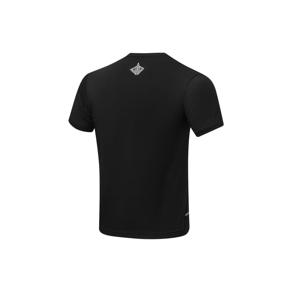 Li-Ning Professional Basketball Series Letter Print Moisture-Wicking Slim-Fit Short Sleeve T-Shirt Men Tops Black Light-Smoke-Grey AHST299-1