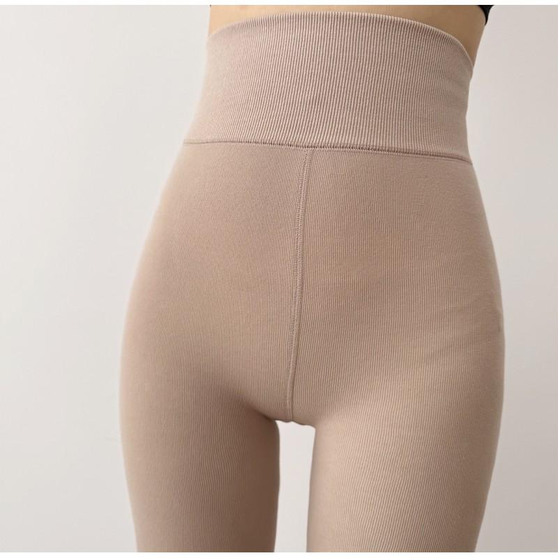 Womens Warm Thickened Cotton Blend Tights With Butt Lifting Effect Winter Mid-Thigh Length Solid Color