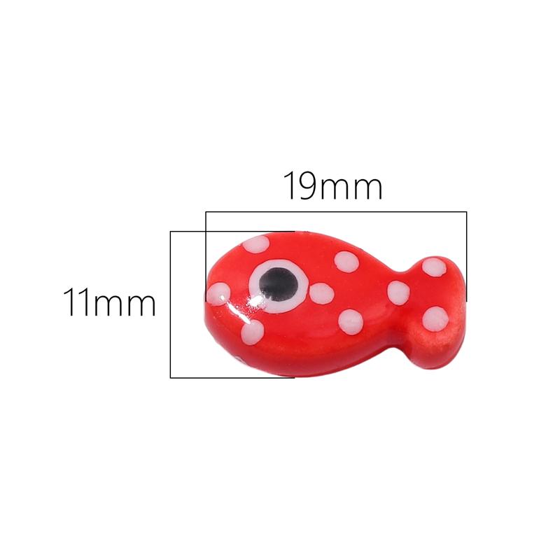 2Pcs Ceramic Beads Hand-painted Polka Dot Double-sided Fish Beads For DIY Bracelets Necklaces Jewelry Making Accessories