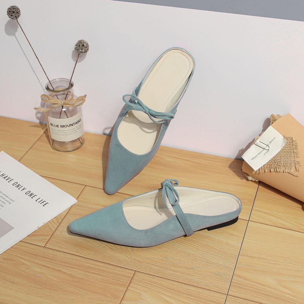 Autumn new bag head cool slippers women's fashion pointed muller shoes women's rear empty temperament single shoes with women's shoes