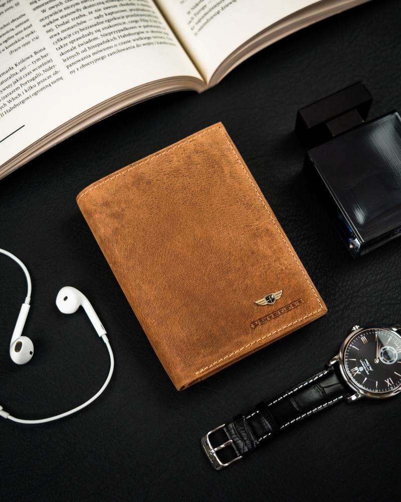 Men's leather wallet with zipper pocket - Peterson