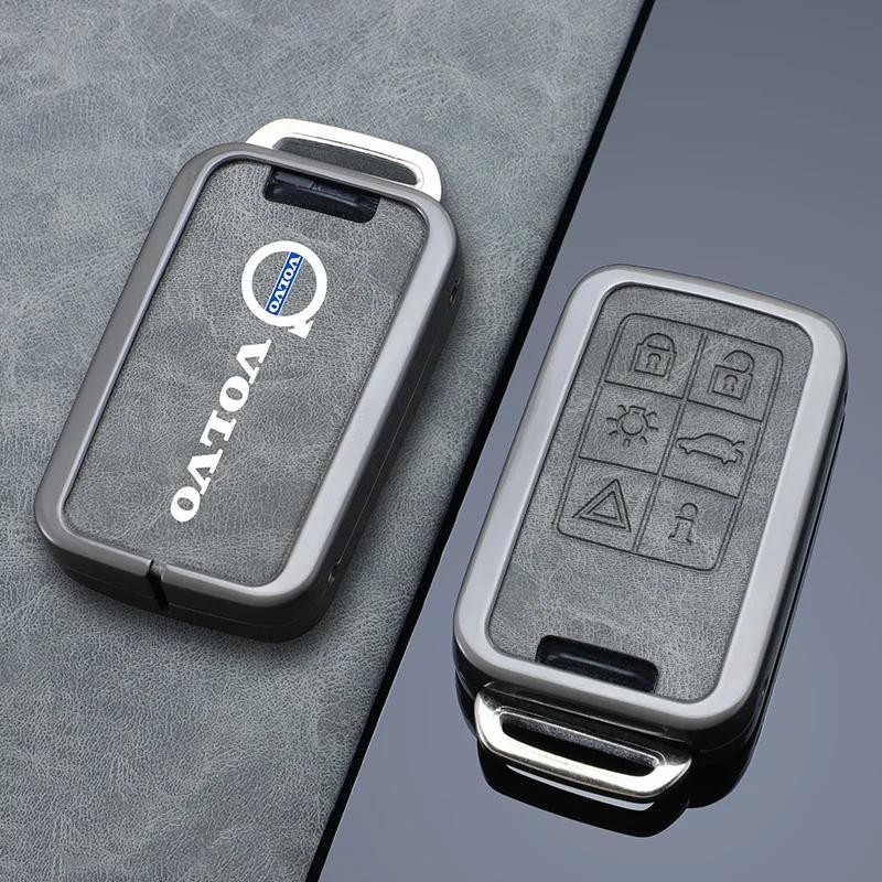Zinc Alloy Leather Car Key Remote Cover Full Case For Volvo S60 S80 V60 XC60 XC70 S60L V40 XC90 Keychain Bag Shell Accessories KC8