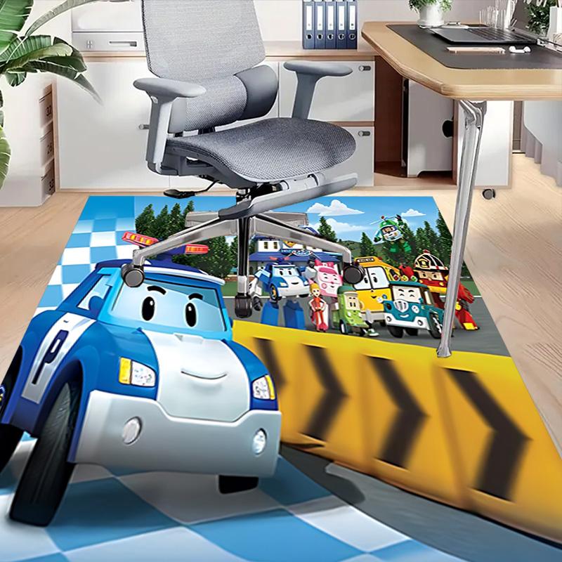 1pc Robocar Poli Circus Adventure Carpet for Playroom Bedroom Living Room Sofa Home Decor,kids Game Area Rug Non-slip Floor Mat Y730156