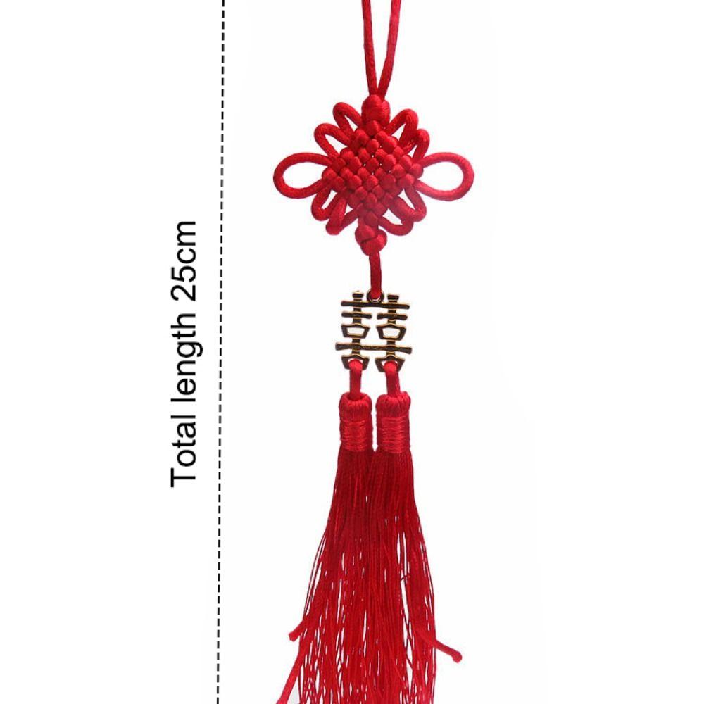 Fashion Red Double Happiness Decorations Handmade Lucky Chinese Knot Pendant Creative Double Tassel Rope Gifts