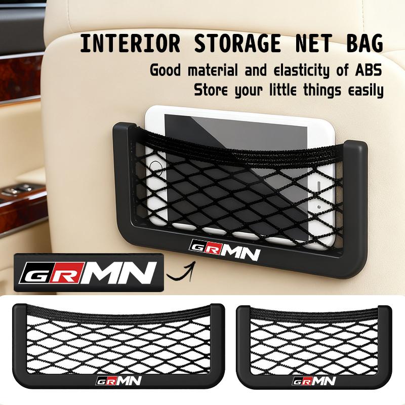 Car Seat Back Bag Trunk Seat Elastic String Net Magic Sticker Storage Bag For Toyota Crown Yaris Corolla Prius Auris GR Avalon