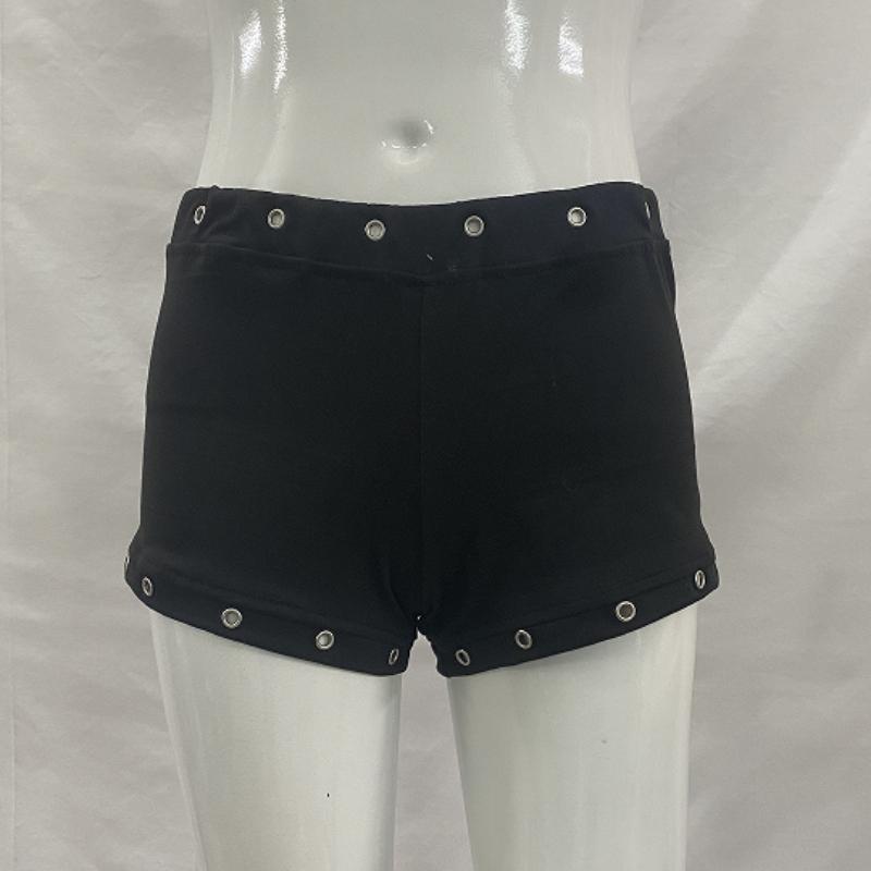 Summer Black Rivet Decoration Personalized Trend Slim Fit Street Fashion Hot Pants