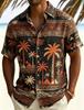Men's Retro Tribal Tropical Printed Short Sleeved Shirt, Suitable For Summer Vacations, Party Outings, And Daily Wear