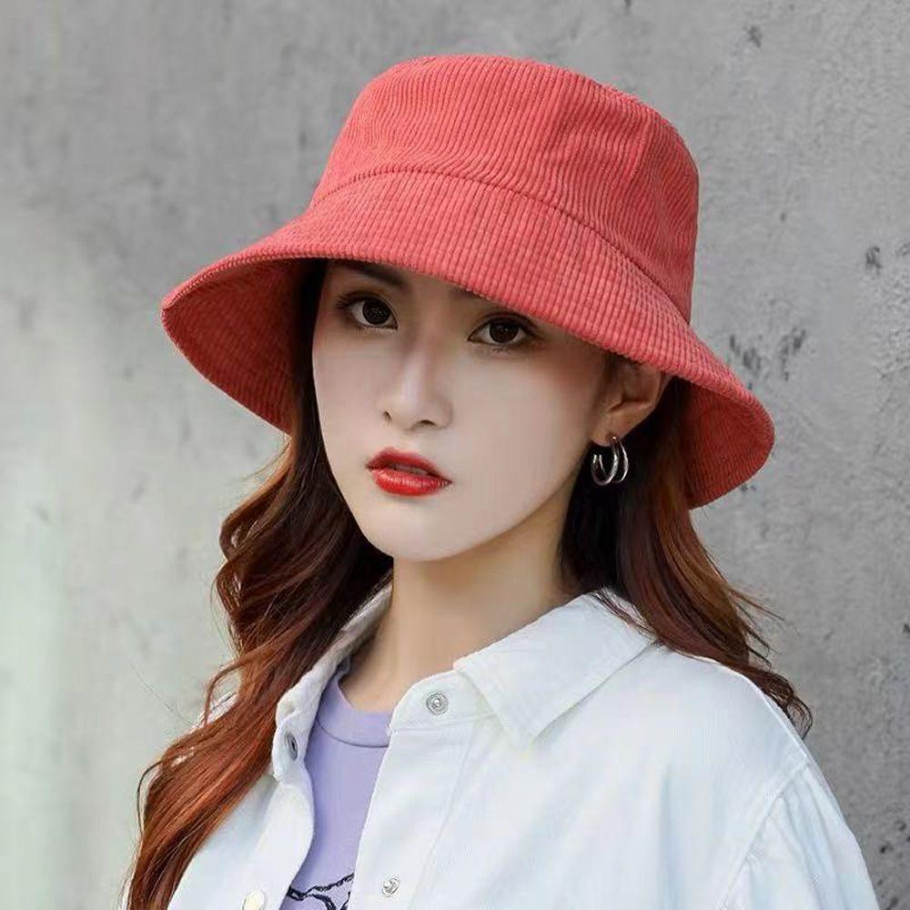 Japanese Retro Outdoor Soft Solid Color Unisex Women Hat Autumn Winter Corduroy Bucket Hat Sun Hats