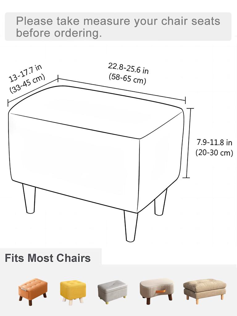 Square Footstool Slipcover Soft Elastic Pouf Cover Printed Furniture Protector For Living Room Ottoman Seat Case
